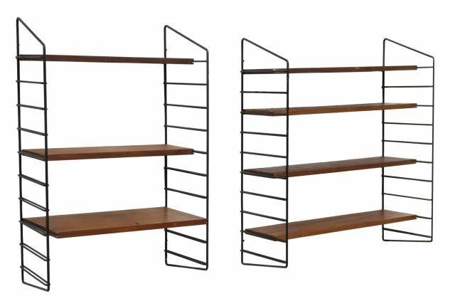 Appraisal: lot of Italian mid-century modern wall-mounted bookshelves c s black