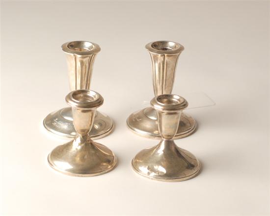 Appraisal: Pairs Sterling Weighted Candlesticks one pair engraved Boulder Brook Horse