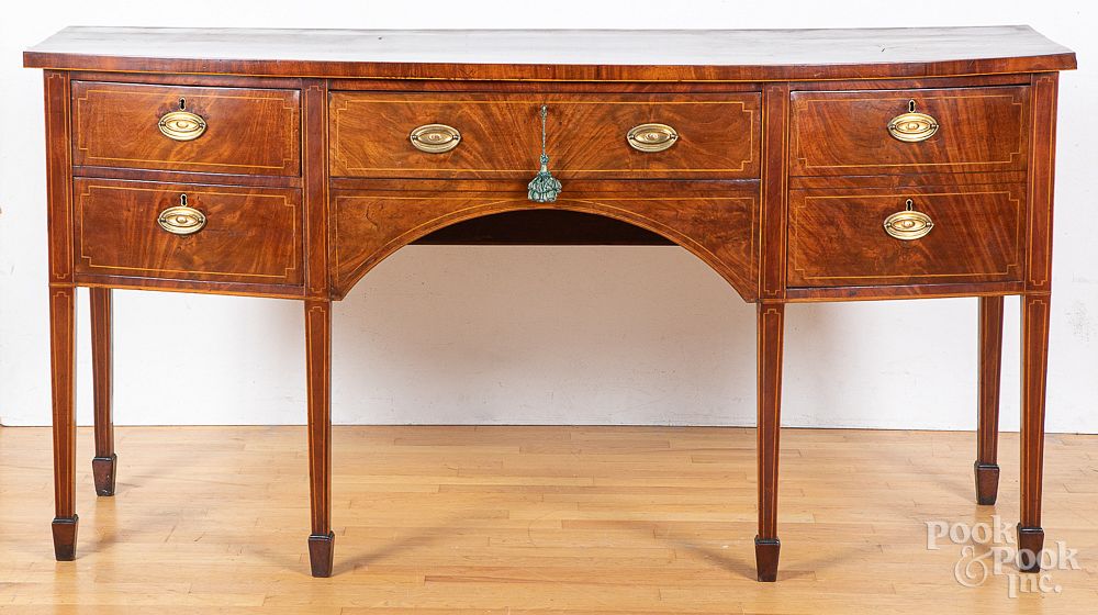 Appraisal: George III inlaid mahogany sideboard late th c George III