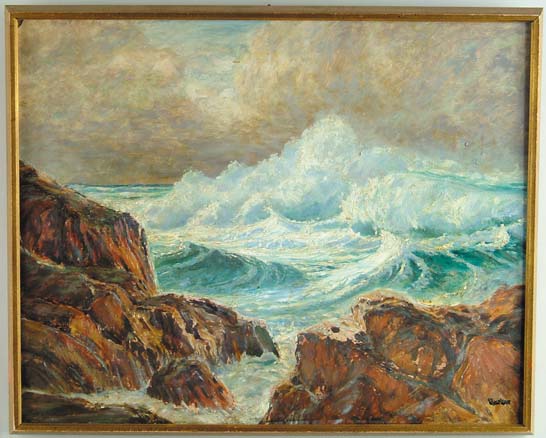 Appraisal: MAX KUEHNE American - THE BIG WAVE Oil on masonite