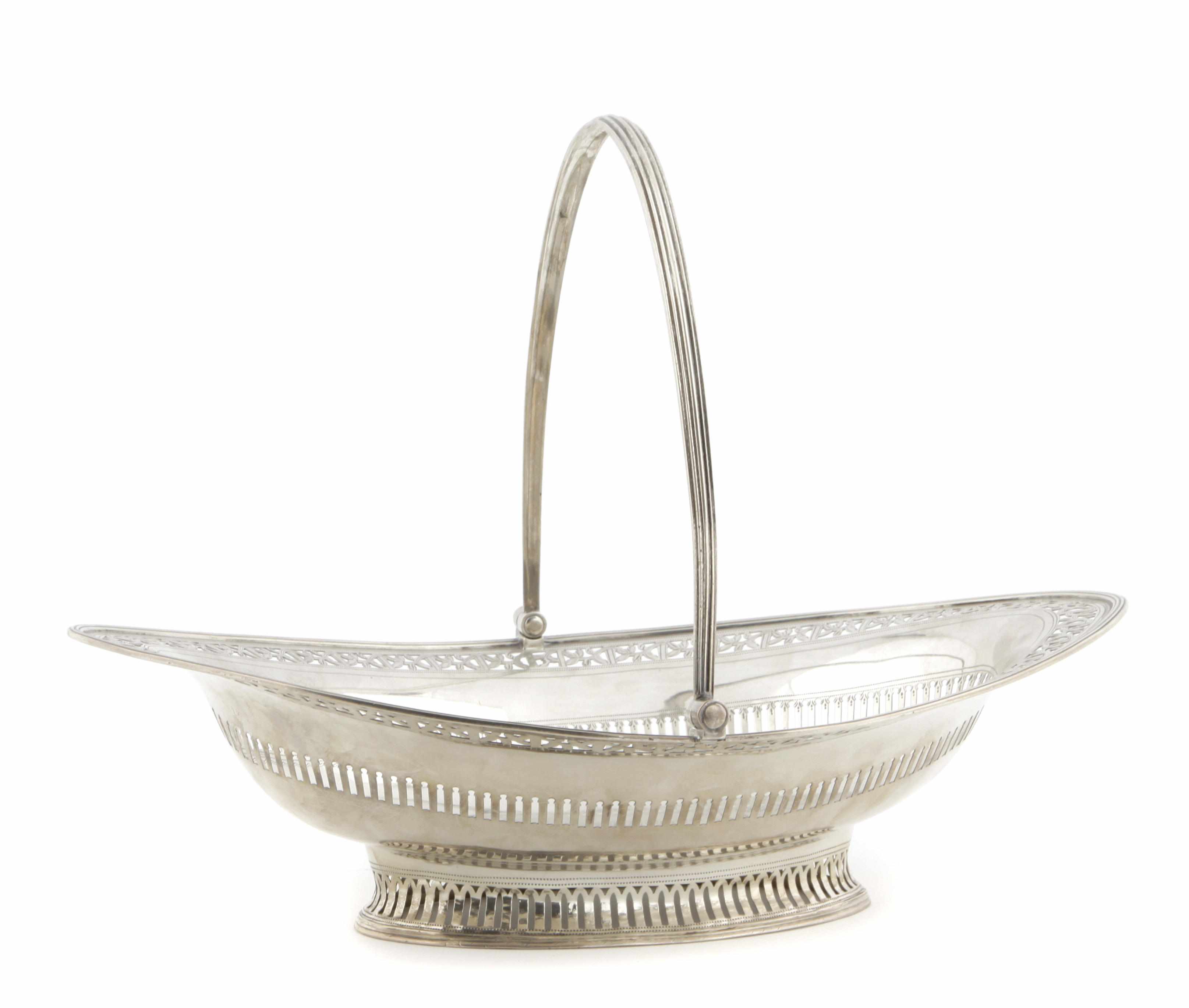 Appraisal: A George III sterling silver oval cake basket Possibly John