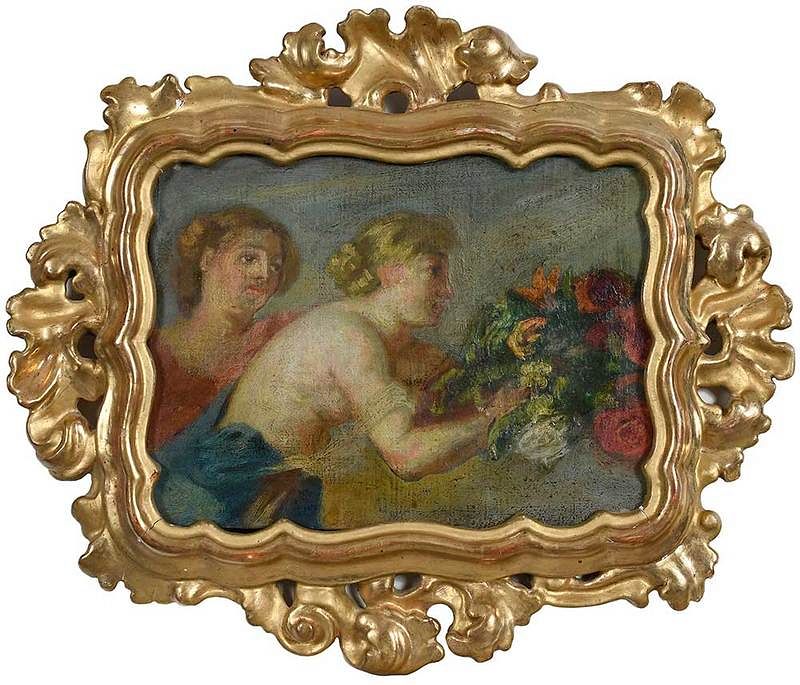 Appraisal: Italian School th th century Two Women with a Bouquet