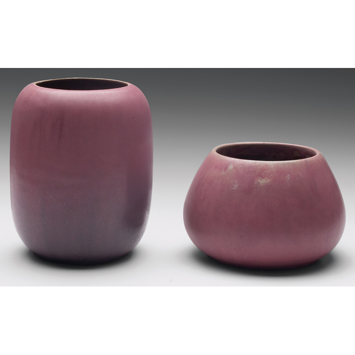 Appraisal: Fulper vases two both covered in a rose-colored matte glaze