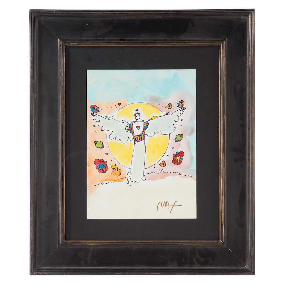 Appraisal: Peter Max Angel with Heart German American b Watercolor on