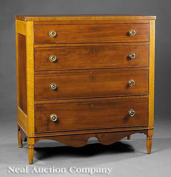 Appraisal: An American Late Federal Cherrywood and Tiger Maple Chest of