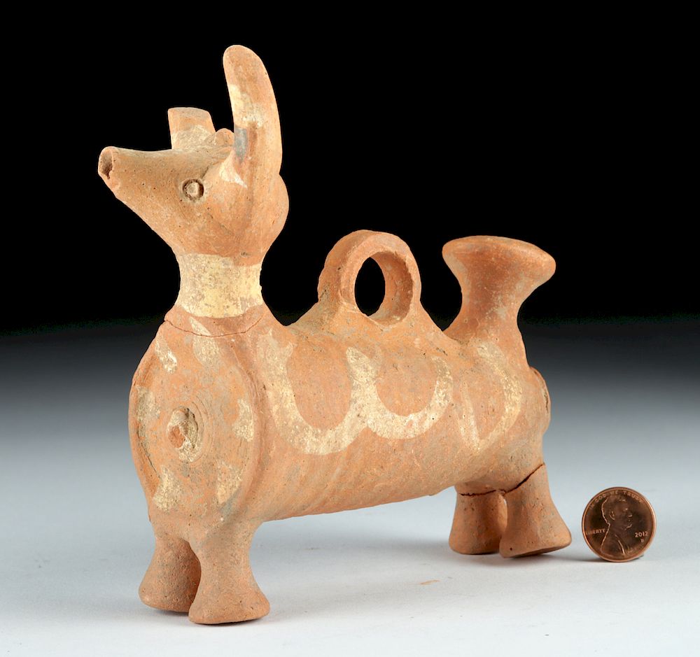 Appraisal: Ancient Amlash Terracotta Bull Askos Central Asia Amlash culture ca