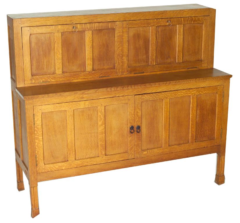 Appraisal: ROBERT MOUSEMAN THOMPSON OAK COURT CUPBOARD c - the upper