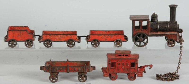 Appraisal: Cast Iron American Toy Floor Train Set Description Includes steam