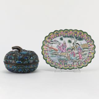 Appraisal: Grouping of Two Chinese tabletop Items Grouping of Two Chinese