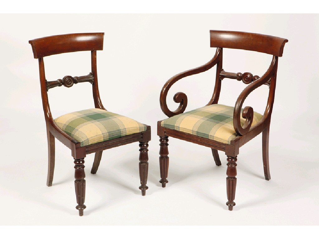 Appraisal: A SET OF SIX REGENCY MAHOGANY BAR BACK DINING CHAIRS