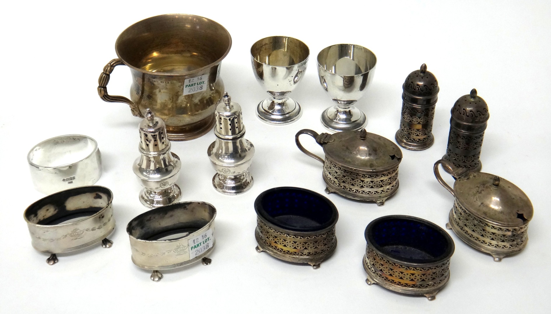 Appraisal: Silver comprising a six piece condiment set comprising a pair