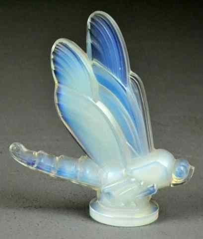 Appraisal: Sabino French Opalescent Glass DragonflyBeautiful pressed glass dragonfly on circular