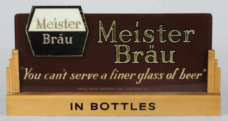 Appraisal: Meister Brau Reverse Glass Cash Register Sign Peter Hand Brewery