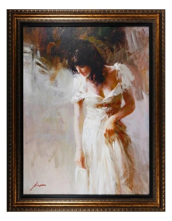 Appraisal: Embellished giclee on canvas titled White Rhapsody by Pino Daeni