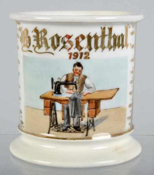 Appraisal: Tailor Shaving Mug Description Gilt name B Rosenthal Dated Red