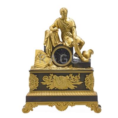 Appraisal: CHARLES X MANTEL CLOCK Dore and patinated bronze with classical