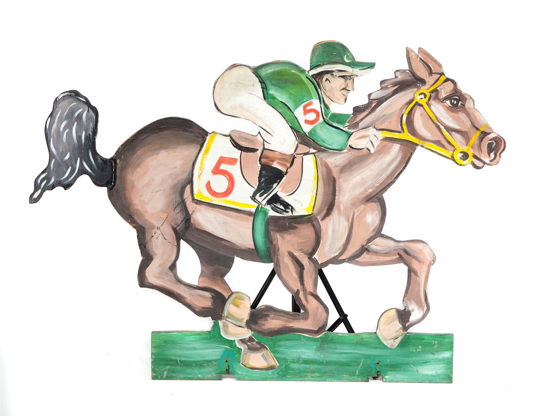 Appraisal: AMERICAN CUTOUT OF A RACE HORSE Late th century Folksy