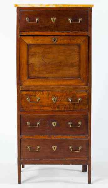 Appraisal: Louis XVI Style Secretaire Abattantlate th century slender form with