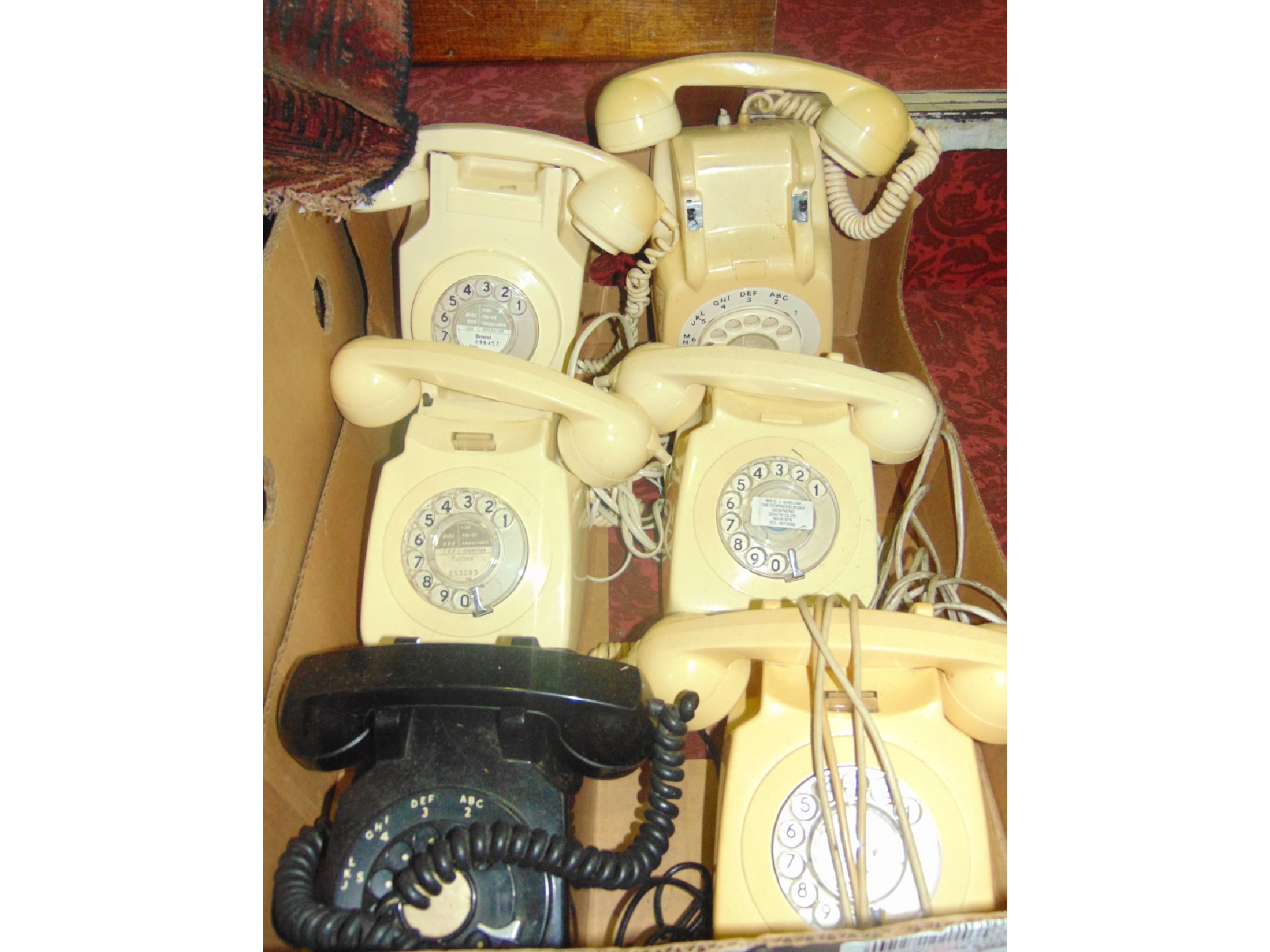 Appraisal: A selection of five various th century ivory bakelite telephones