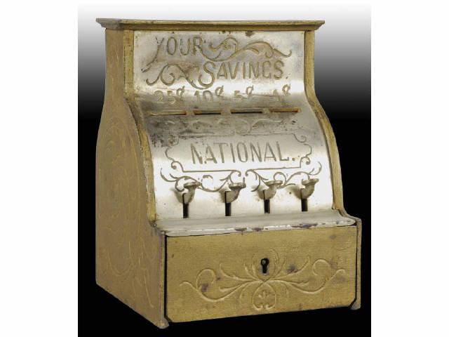 Appraisal: Cast Iron National Cash Register Bank Description Embossed Your Savings