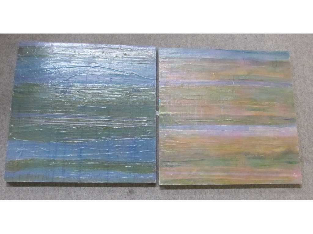 Appraisal: Pair of oil on board abstracts unsigned