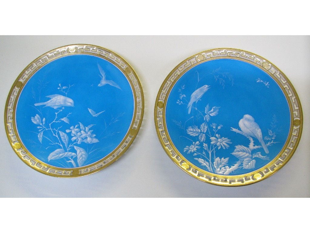 Appraisal: Six Minton pate-sur-pate cabinet plates probably by Solon or Birks