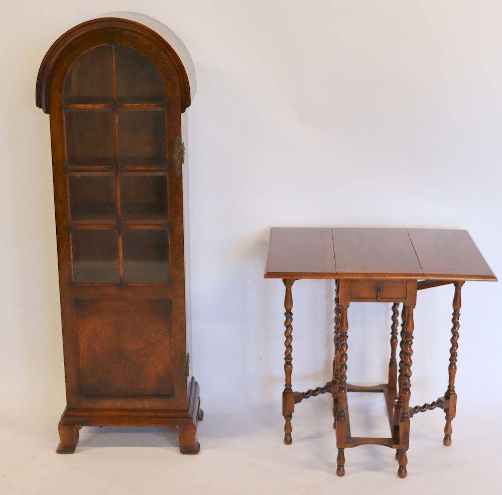 Appraisal: Antique Walnut Dome Top Vitrine Together With A Mahogany Twist