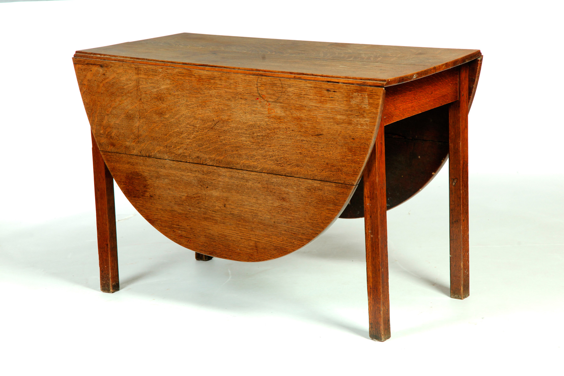 Appraisal: EUROPEAN DROP-LEAF TABLE Nineteenth century oak Round leaves and square