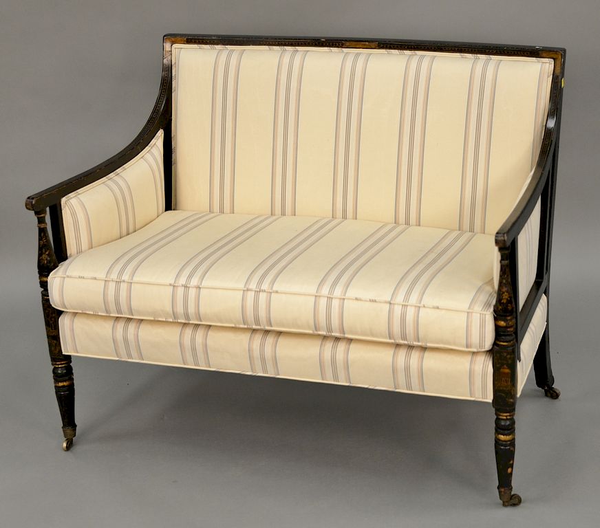 Appraisal: Chinoiserie decorated loveseat upholstered with loose cushion all set on