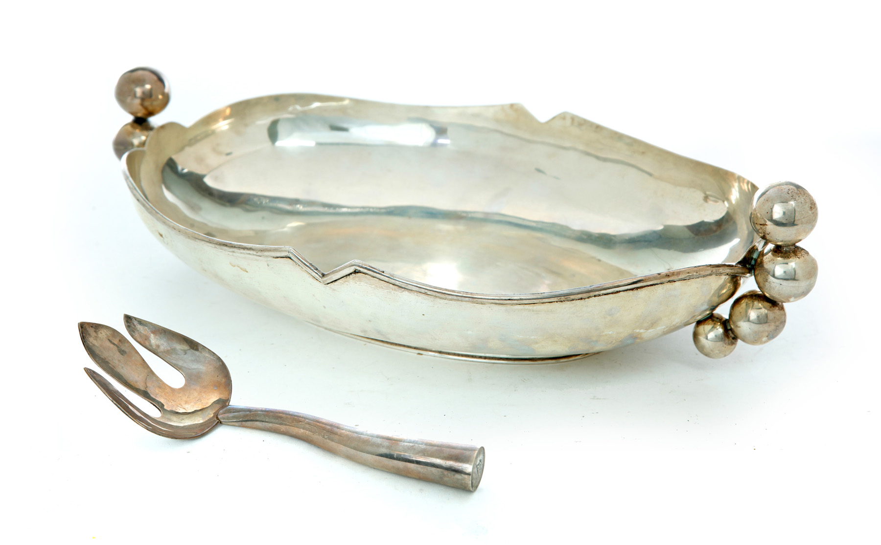 Appraisal: MEXICAN STERLING BOWL AND FORK Mid th century Both marked