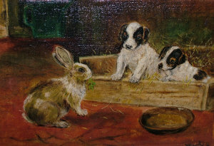 Appraisal: British School early th Century- Jack Russell Terrier puppies with