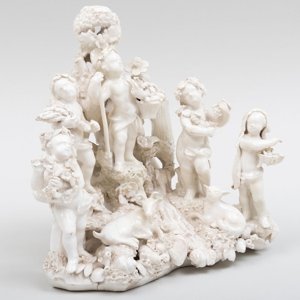 Appraisal: Bow White Glazed Porcelain Figure Group in high Note This