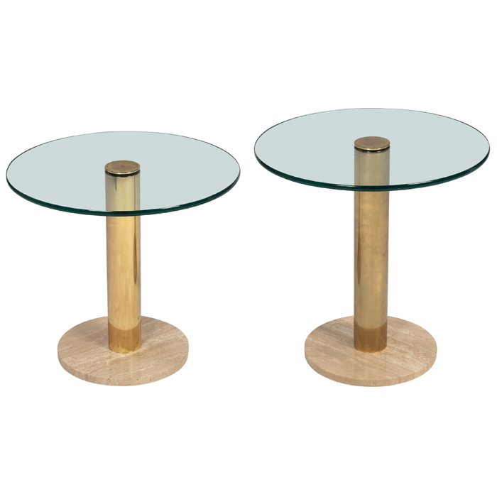 Appraisal: Fontana Arte occasional tables two round glass tops supported by