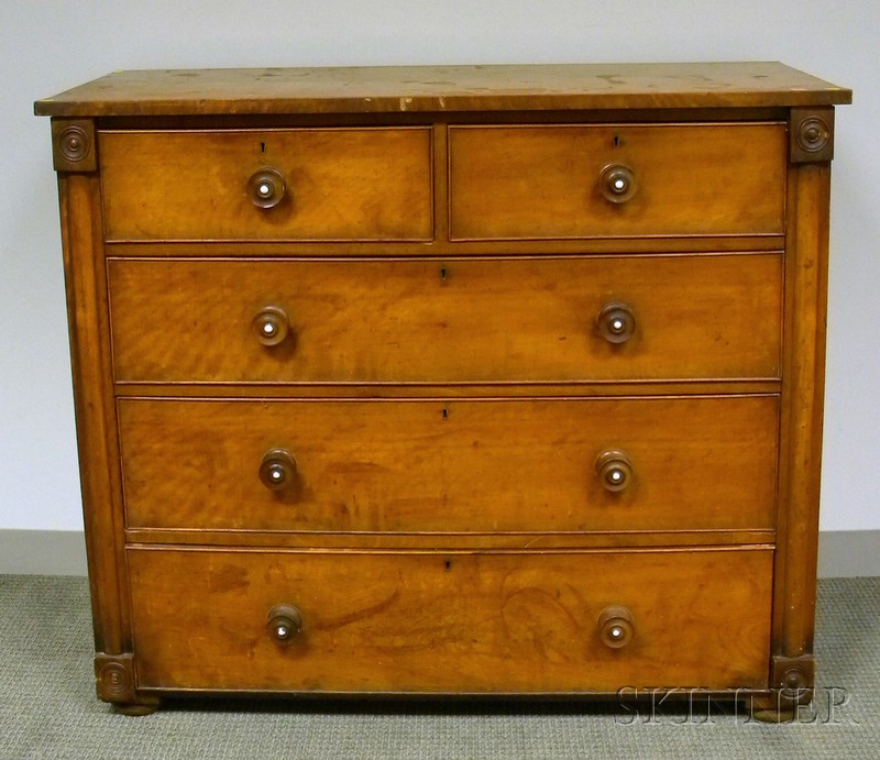 Appraisal: Continental Neoclassical Fruitwood Five-Drawer Bureau