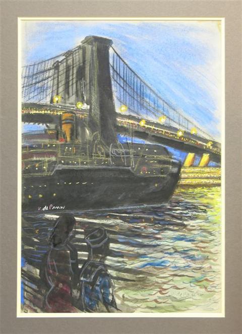 Appraisal: VICTOR DE PAUW AMERICAN - UNDER THE BROOKLYN BRIDGE c