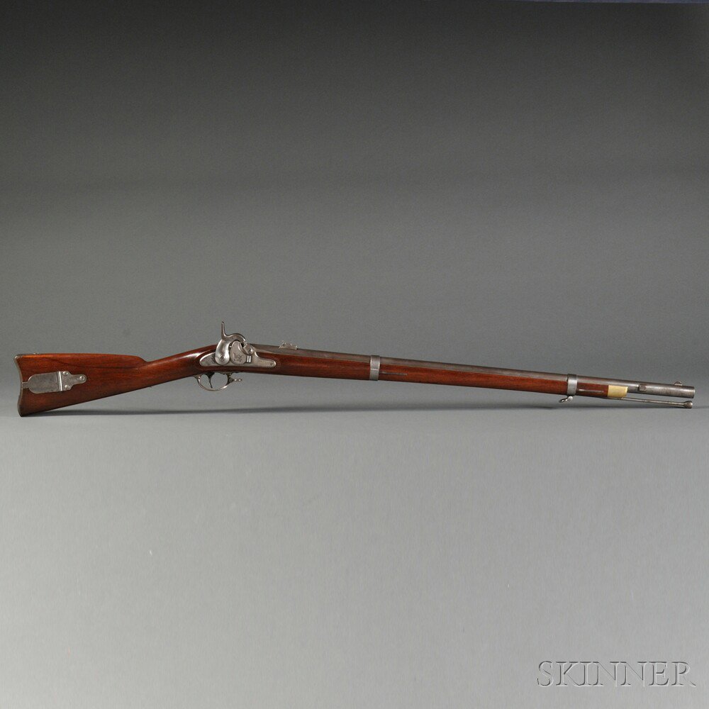 Appraisal: Model Percussion Rifle c walnut stock with two crisp cartouches