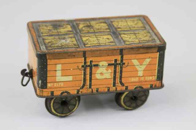 Appraisal: GRAY DUNN FREIGHT CAR BISCUIT TIN Scotland c Lithographed Tinplate