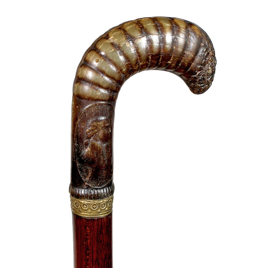 Appraisal: George Washington Historical Cane Early th Century- A horn handle