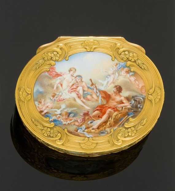 Appraisal: GOLD AND ENAMEL BOX probably Geneva ca Yellow gold g