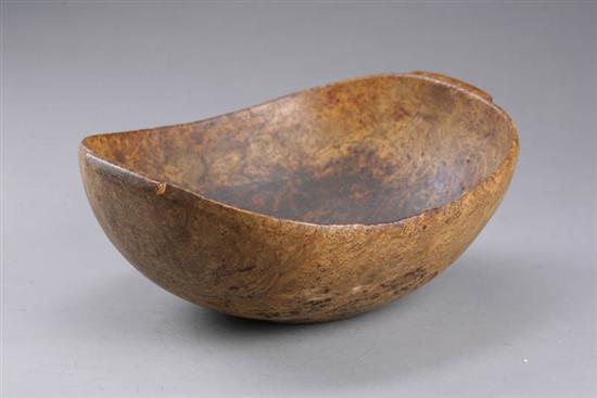 Appraisal: BURL BOWL American th century ash Oblong bowl with carved