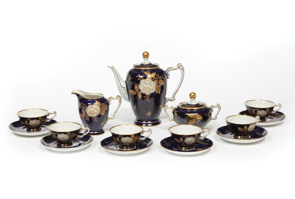 Appraisal: Heinrich and Co Cobalt Blue and Gilt Porcelain Coffee Service