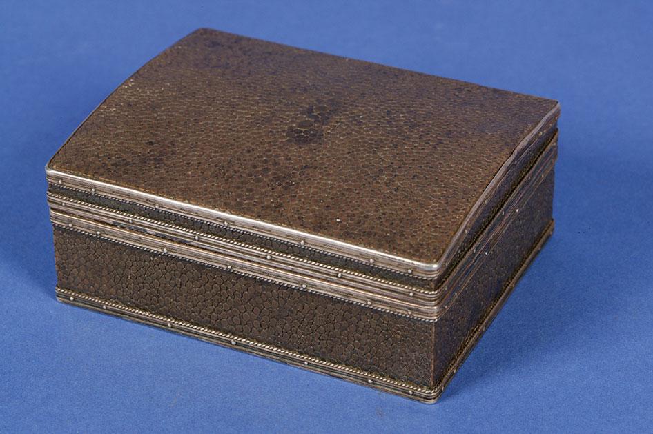 Appraisal: JOHN PAUL COOPER A SILVER MOUNTED SHAGREEN BOX of rectangular