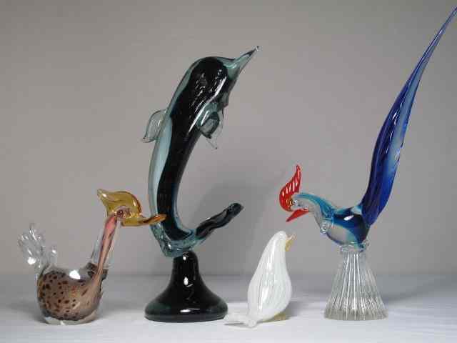 Appraisal: Murano and Murano style art glass figurines Includes Murano white