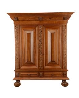 Appraisal: Continental Two Door Oak Kas Armoire on Bun Feet Continental