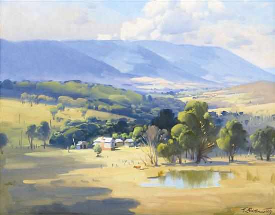 Appraisal: Ernest Buckmaster - Sunlit Landscape oil on canvas signed 'E