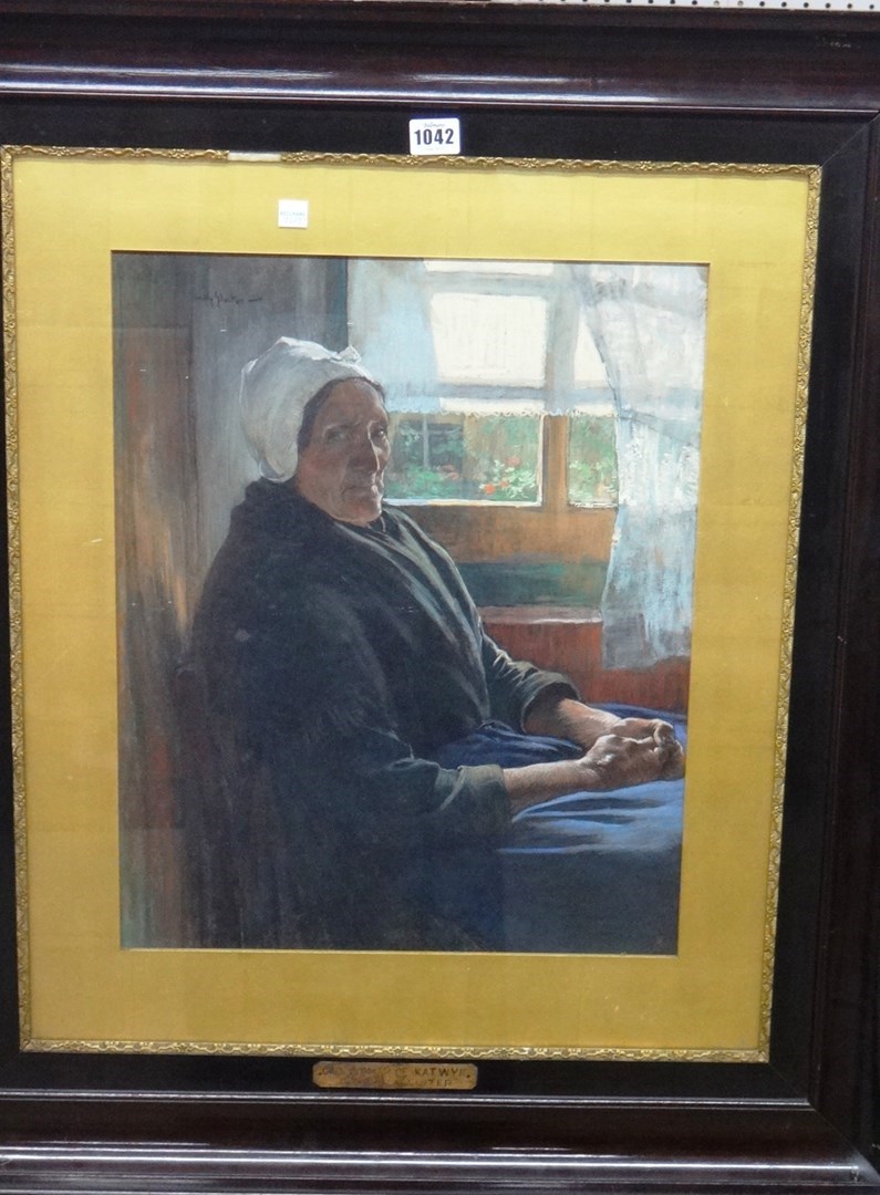 Appraisal: Willy Sluiter - Old woman of Katwijk pastel signed cm