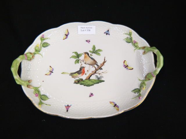 Appraisal: Herend Rothschild Porcelain Tray bird butterfly insect floral decor approx