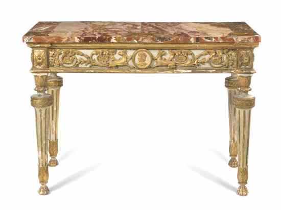 Appraisal: An Italian Neoclassical Painted and Parcel Gilt Console Table having