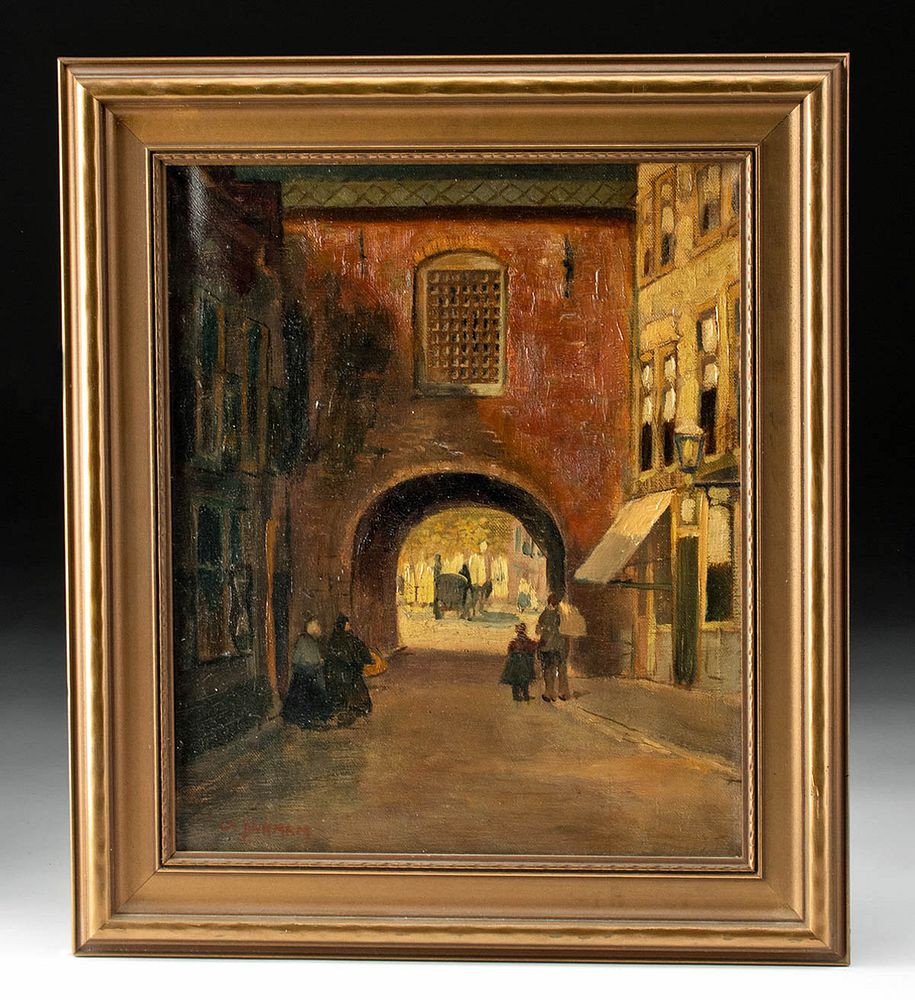 Appraisal: Framed Signed th C European Painting Northern or Western Europe