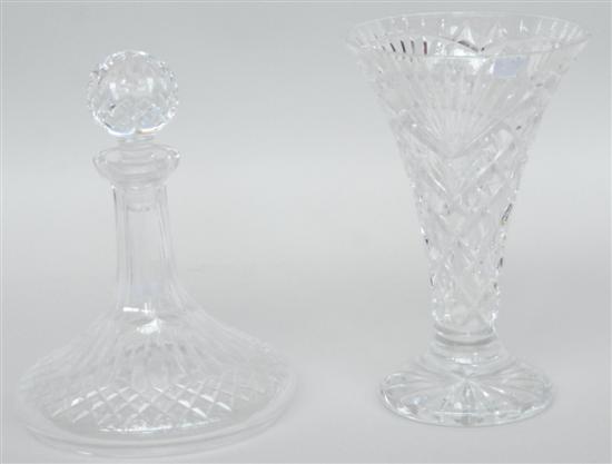 Appraisal: TWO CUT CRYSTAL TABLE ARTICLES One ships decanter H One